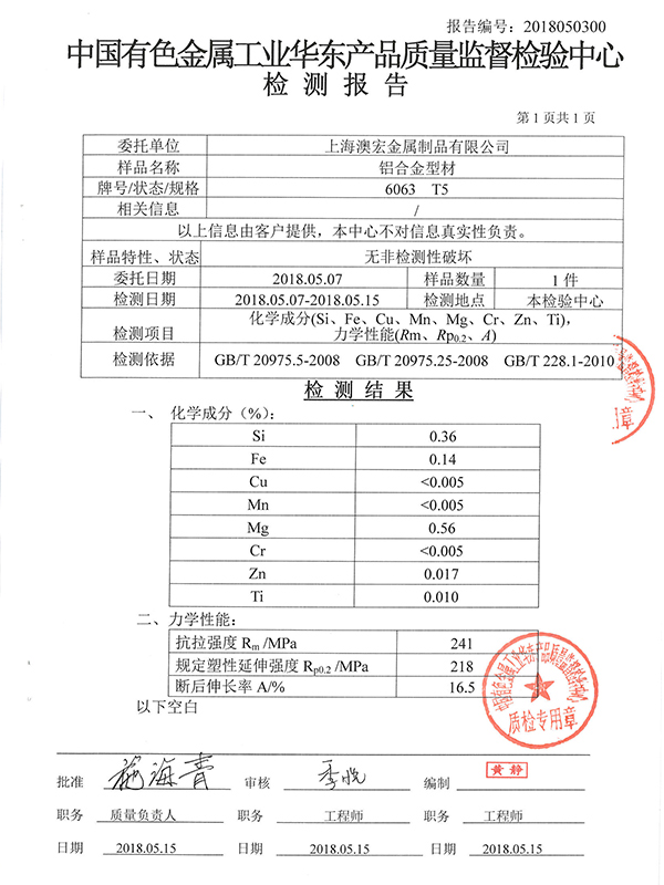 澳宏有色金屬檢測報(bào)告